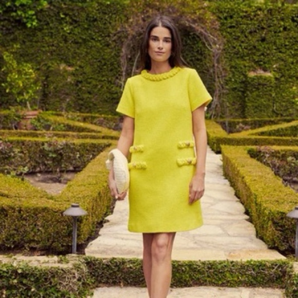 Tuckernuck Tweed Jackie Dress Limoncello Yellow Large - Picture 2 of 6